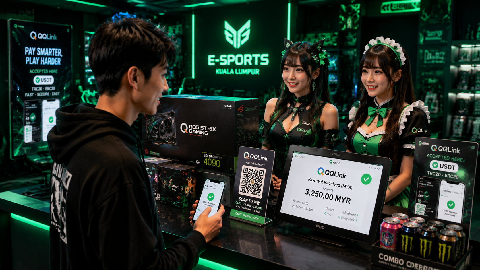 78 QQLink開放USDT線下掃碼支付,大馬華人電競消費告別換匯手續費